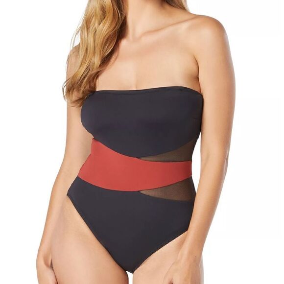 Coco Reef Women's Contours Bandeau
Mesh Tummy-Control One-Piece Swimsuit Spice - Picture 9 of 13